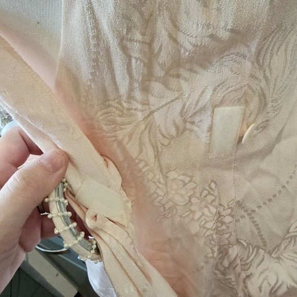 Vintage 80s Sz 4 Light Pink Floral Wrap Dress Gather Knee Length Puff Sleeve‎ - Picture 11 of 14